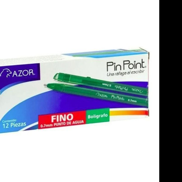 BOLIGRAFO PIN POINT AZOR 0.7MM CUERPOTAPA VERDE E.12 C.360